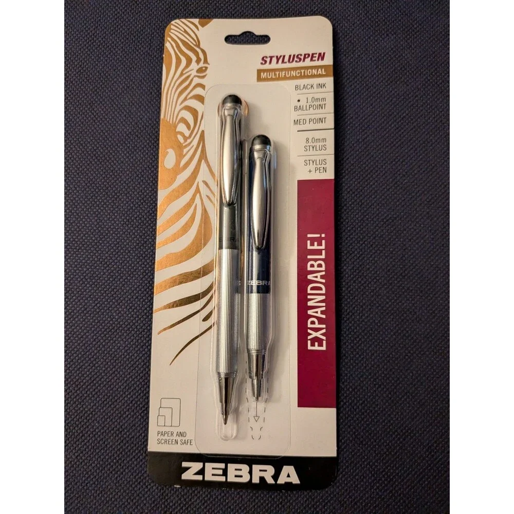 Zebra StylusPen Telescopic Ballpoint Pen, Medium Point, 1.0mm, Black Ink, Grey